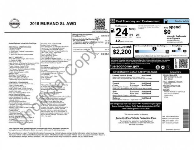 2015 Nissan Murano SL AWD photo