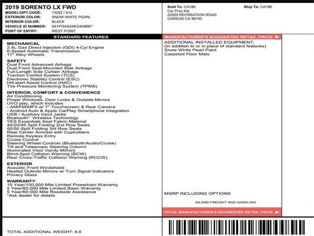 2019 Kia Sorento LX FWD photo