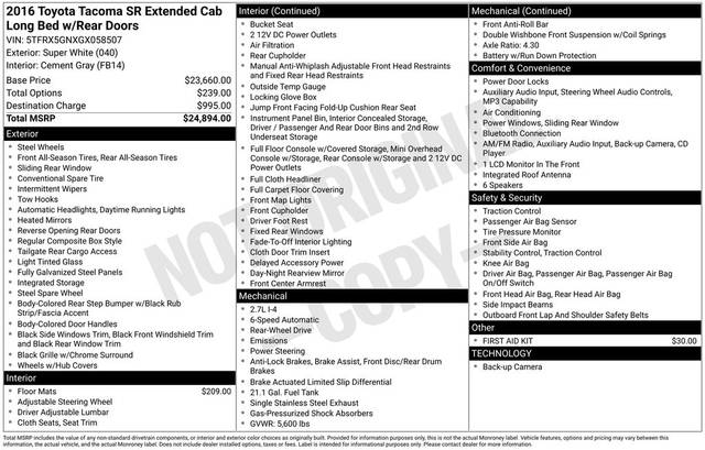 2016 Toyota Tacoma SR RWD photo