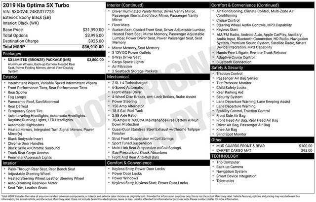 2019 Kia Optima SX FWD photo