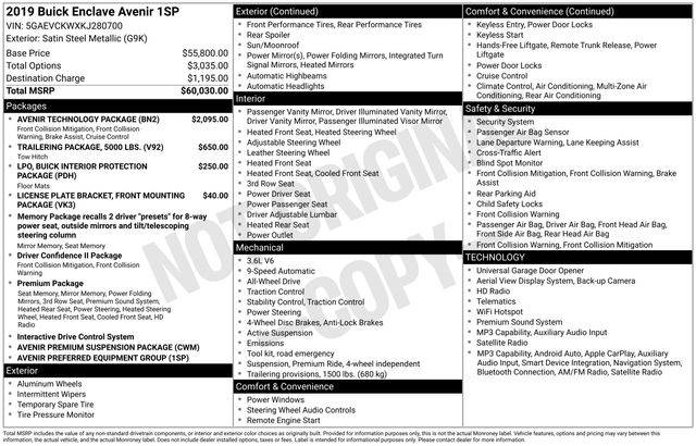 2019 Buick Enclave Avenir AWD photo
