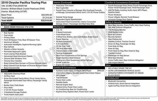 2018 Chrysler Pacifica Minivan Touring Plus FWD photo