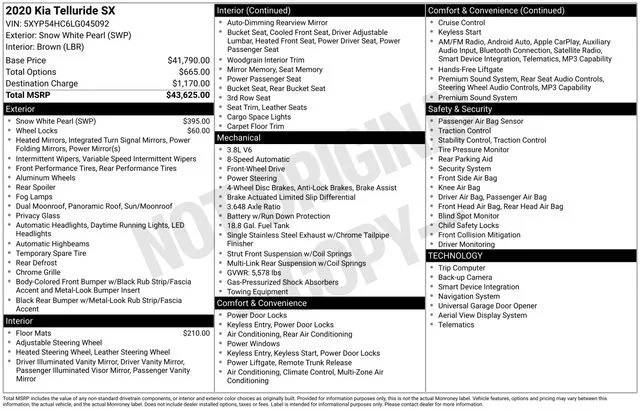 2020 Kia Telluride SX FWD photo