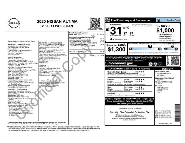 2020 Nissan Altima 2.5 SR FWD photo