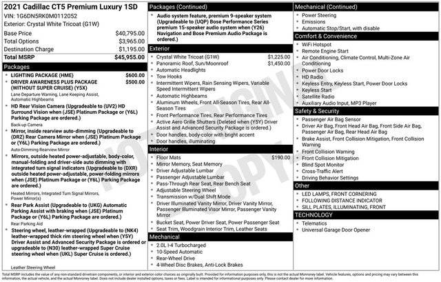 2021 Cadillac CT5 Premium Luxury RWD photo