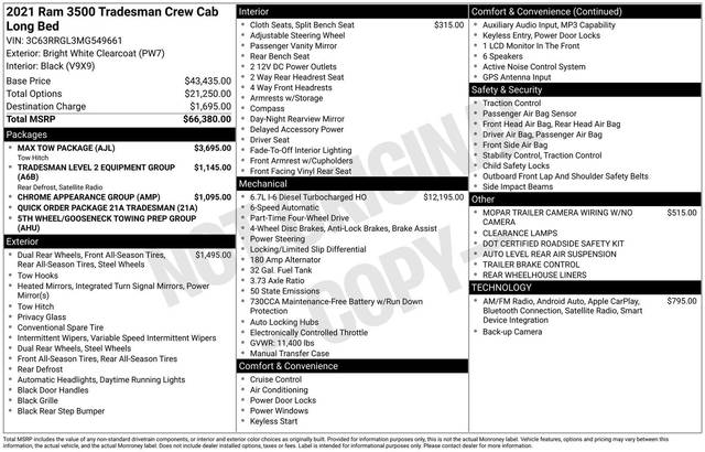 2021 Ram 3500 Tradesman 4WD photo