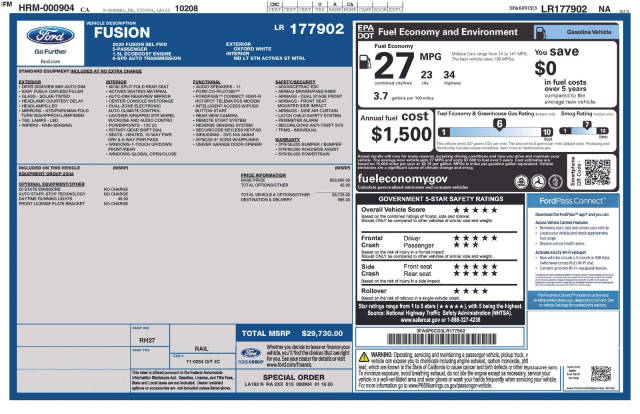 2020 Ford Fusion SEL FWD photo
