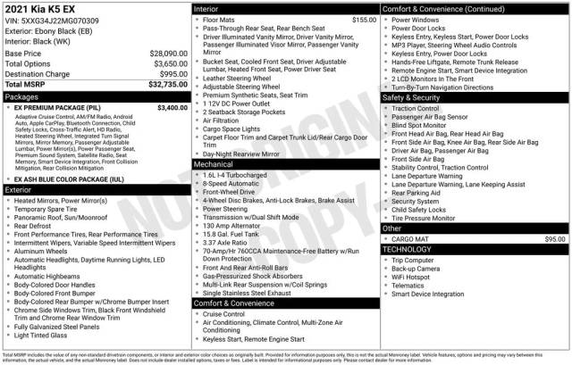 2021 Kia K5 EX FWD photo