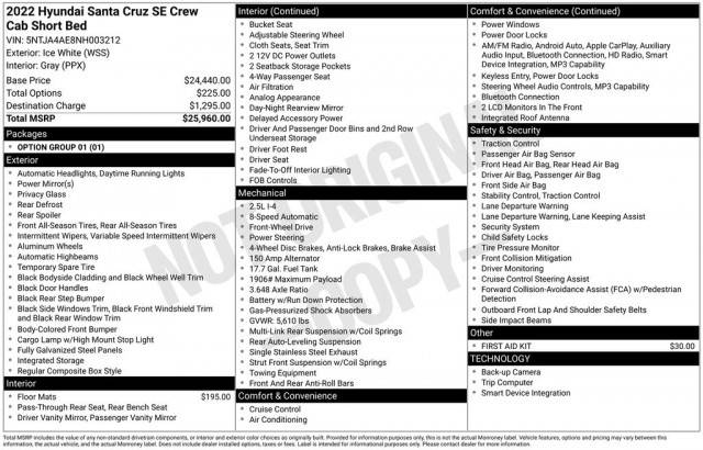 2022 Hyundai Santa Cruz SE FWD photo