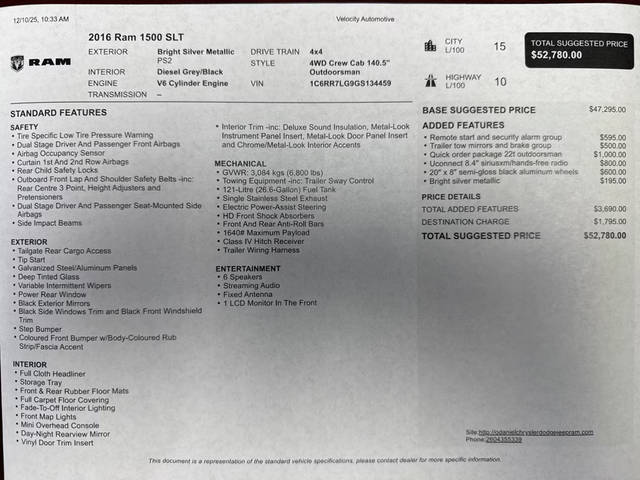 2016 Ram 1500 Outdoorsman 4WD photo