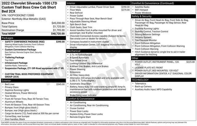 2022 Chevrolet Silverado 1500 Custom Trail Boss 4WD photo