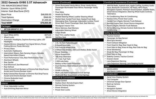 2022 Genesis GV80 Advanced + AWD photo