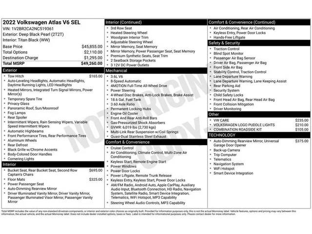 2022 Volkswagen Atlas 3.6L V6 SEL AWD photo