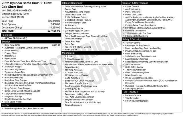 2022 Hyundai Santa Cruz SE AWD photo