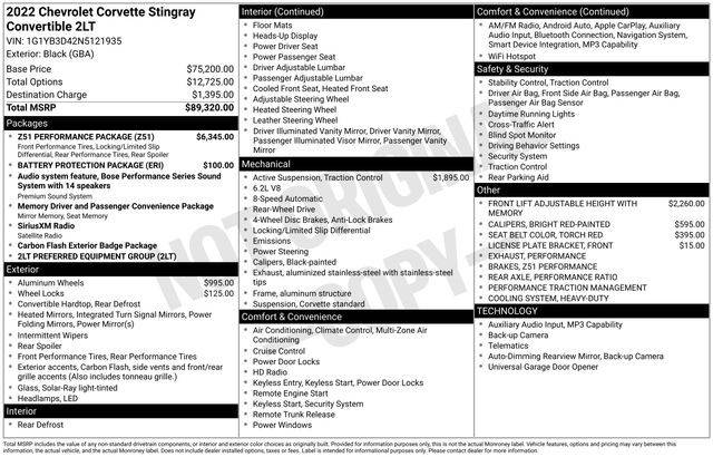 2022 Chevrolet Corvette 2LT RWD photo