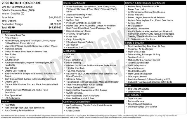 2020 Infiniti QX60 PURE FWD photo