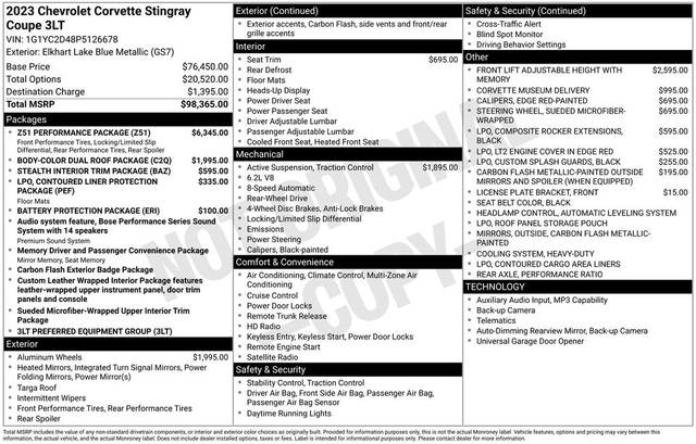 2023 Chevrolet Corvette 3LT RWD photo