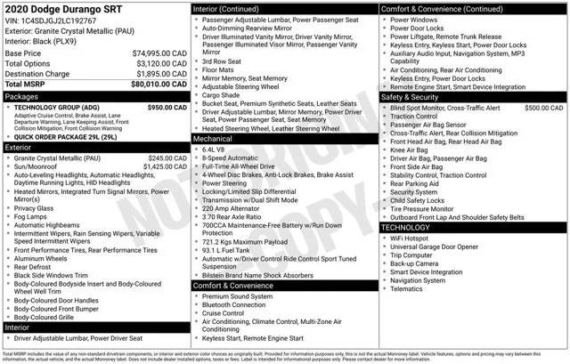 2020 Dodge Durango SRT AWD photo
