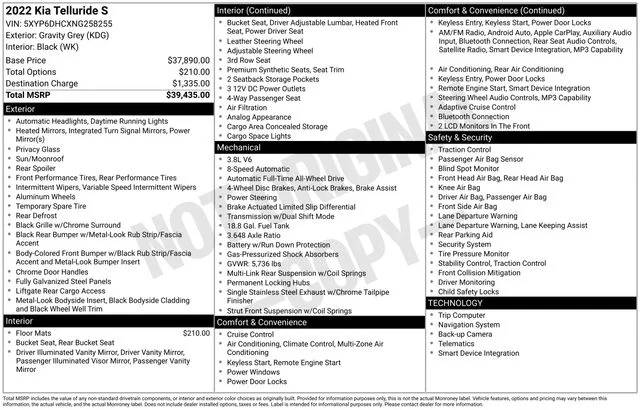 2022 Kia Telluride S AWD photo