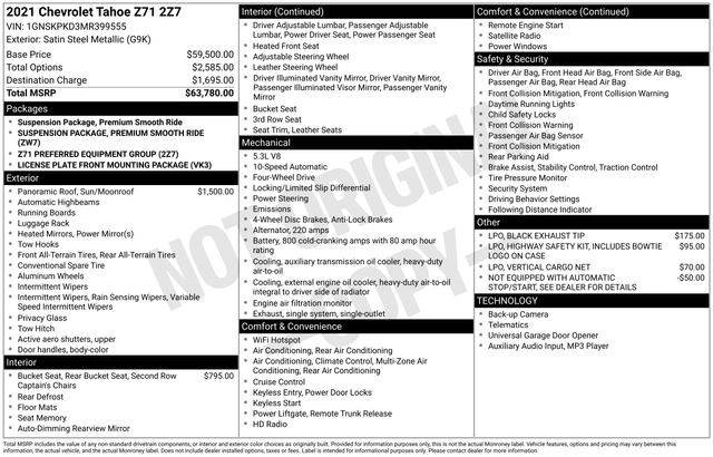 2021 Chevrolet Tahoe Z71 4WD photo