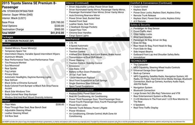 2015 Toyota Sienna SE FWD photo
