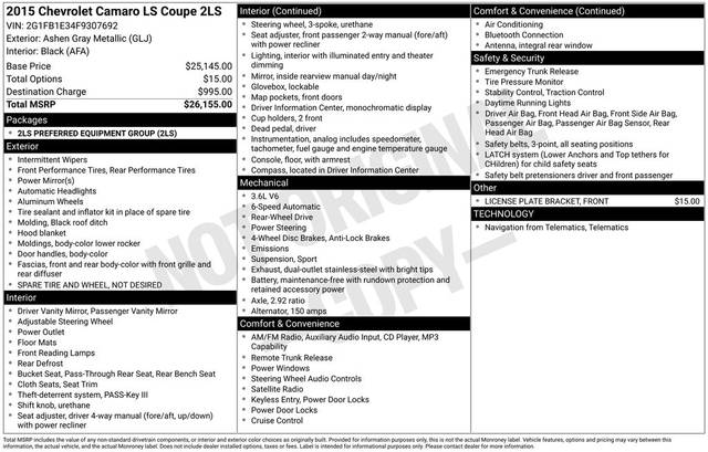 2015 Chevrolet Camaro LS RWD photo