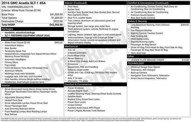 2016 GMC Acadia SLT FWD photo