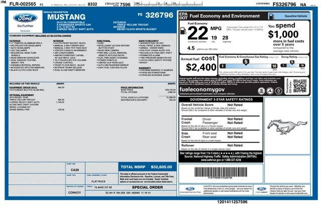 2015 Ford Mustang V6 RWD photo