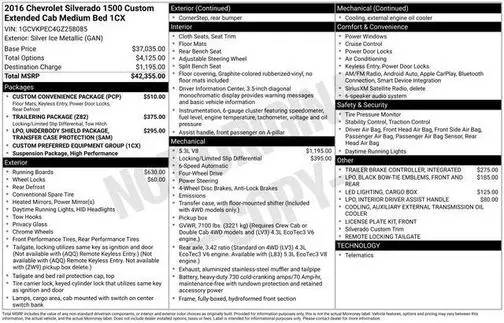 2016 Chevrolet Silverado 1500 Custom 4WD photo