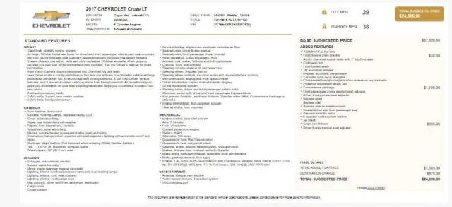 2017 Chevrolet Cruze LT FWD photo