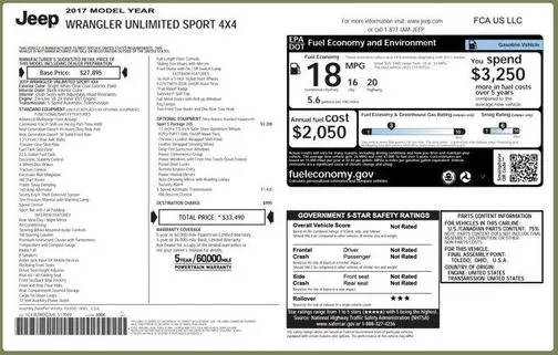 2017 Jeep Wrangler Unlimited Sport 4WD photo