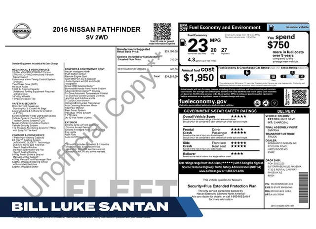 2016 Nissan Pathfinder SV FWD photo