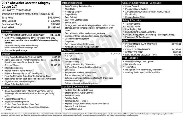2017 Chevrolet Corvette 2LT RWD photo