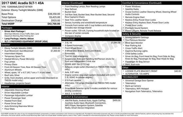 2017 GMC Acadia SLT FWD photo