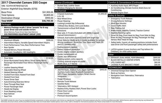 2017 Chevrolet Camaro 2SS RWD photo