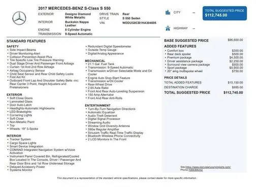 2017 Mercedes-Benz S-Class S 550 RWD photo