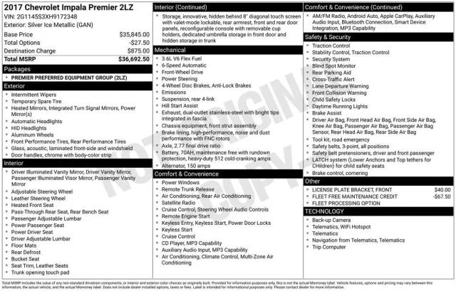 2017 Chevrolet Impala Premier FWD photo