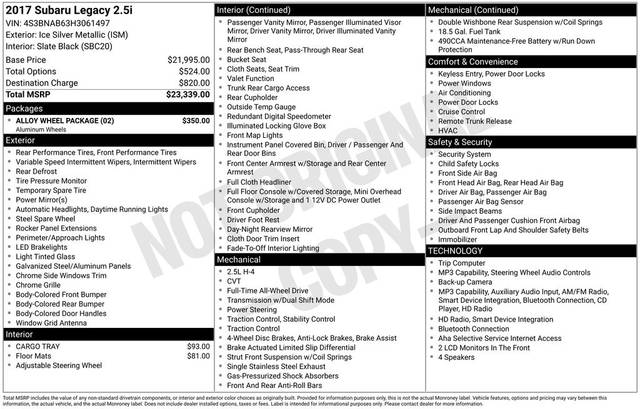 2017 Subaru Legacy  AWD photo