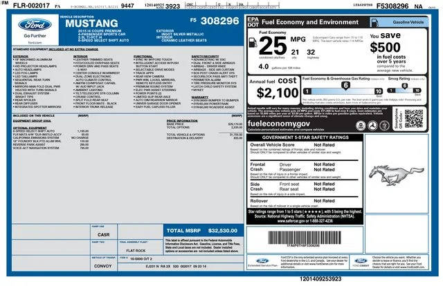 2015 Ford Mustang EcoBoost RWD photo
